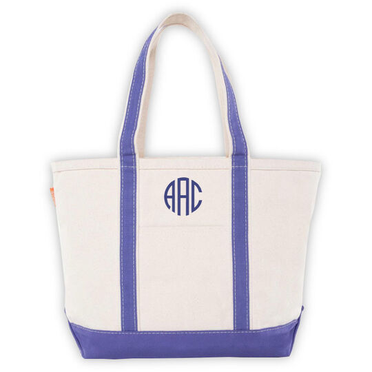 Personalized Medium Violet Trimmed Boat Tote